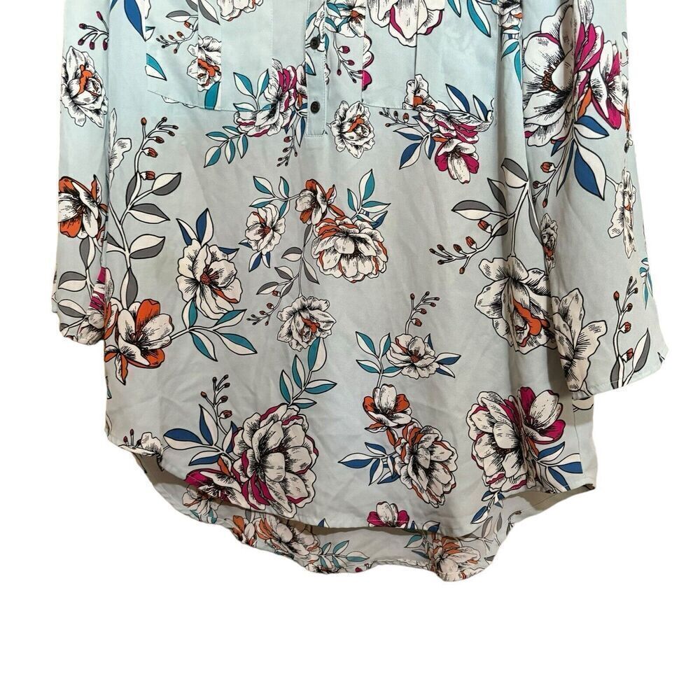 Maurices Tunic Top Womens Medium Multicolor Floral Print Popover V Neck Blouse - Picture 4 of 9